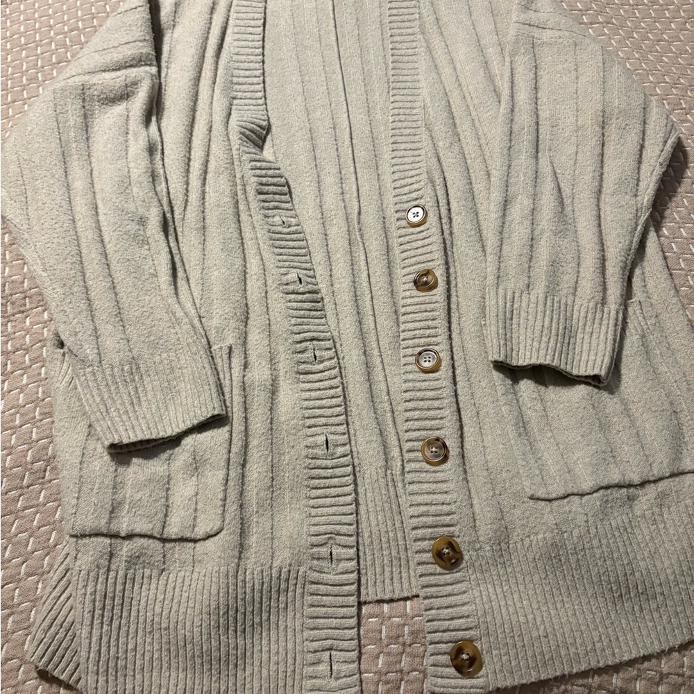 Torrid Cream Ribbed Knit Cardigan Sweater
